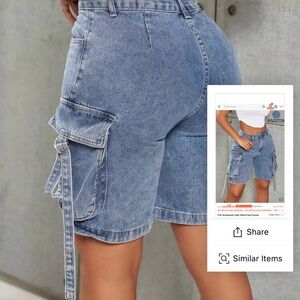 SHEIN Blue Denim Cargo Shorts
